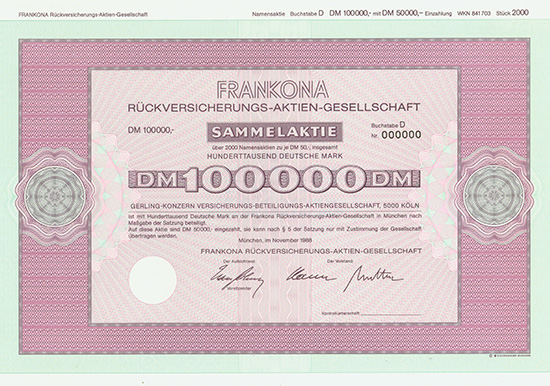 Frankona Rück- und Mitversicherungs-AG / Frankona Rückversicherungs-AG [15 Stück]