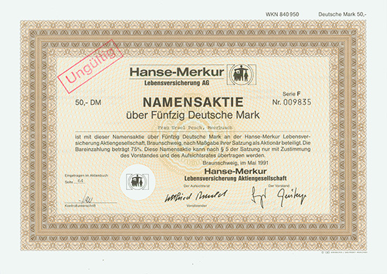 Hanse-Merkur Lebensversicherung AG [3 Stück]