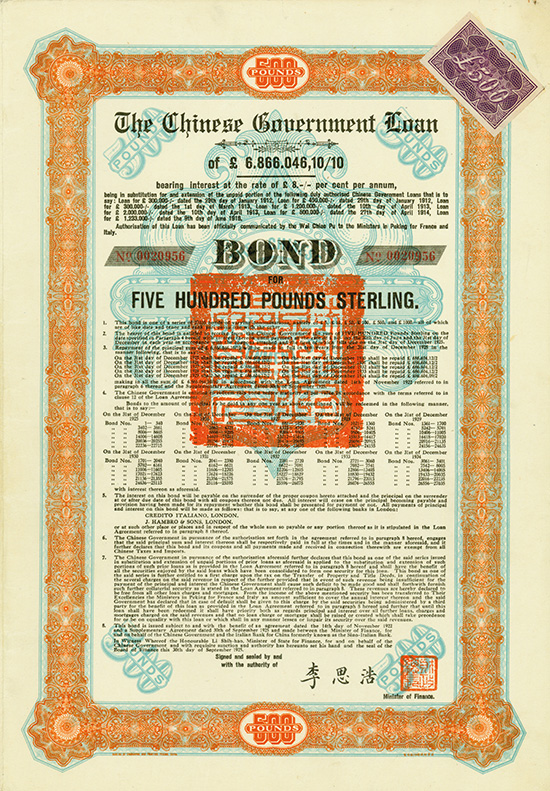 Chinese Government (Skoda Loan II, Kuhlmann 704 E)