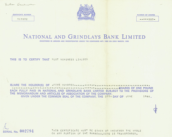 National and Grindlays Bank Limited