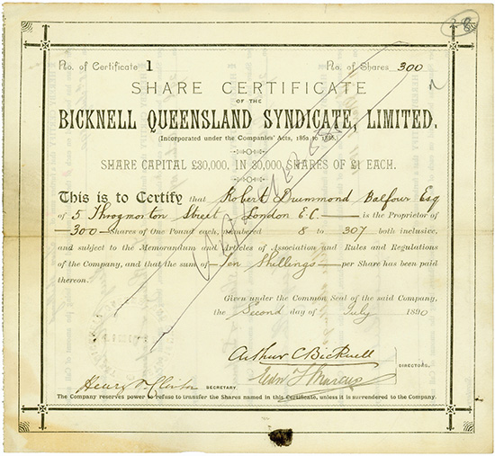 Bicknell Queensland Syndicate, Limited
