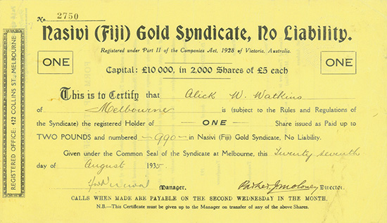 Nasivi (Fiji) Gold Syndicate, No Liability