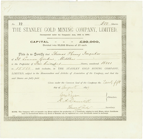 Stanley Gold Mining Company, Limited