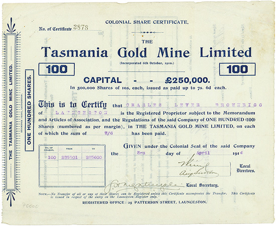 Tasmania Gold Mine Limited