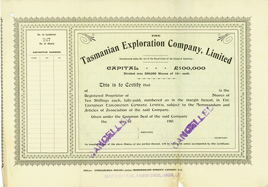 Tasmanian Exploration Company, Limited