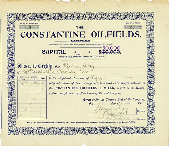 Constantine Oilfields, Limited