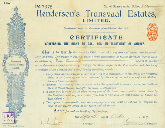 Henderson's Transvaal Estates, Limited