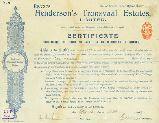 Henderson's Transvaal Estates, Limited