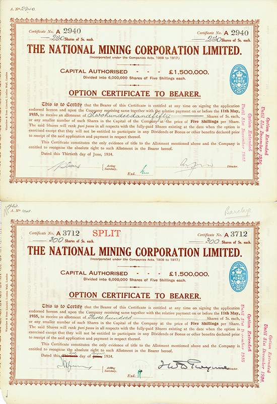 National Mining Corporation Limited [2 Stück]