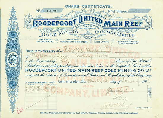 Roodepoort United Main Reef Gold Mining Company, Limited