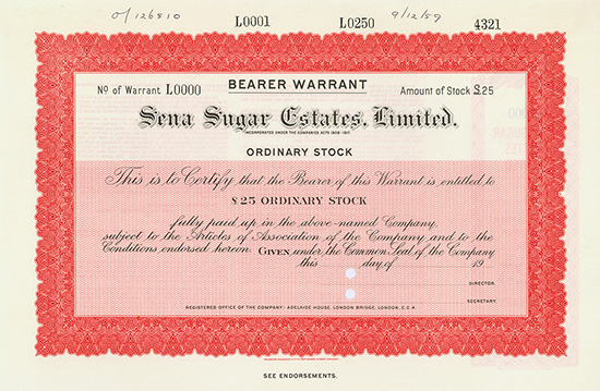 Sena Sugar Estates, Limited [5 Stück]