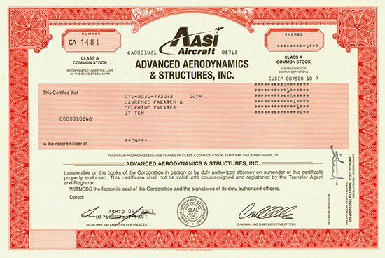 AASI Aircraft - Advanced Aerodynamics & Structures, Inc.