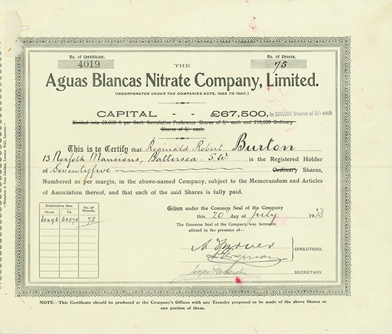 Aguas Blancas Nitrate Company, Limited