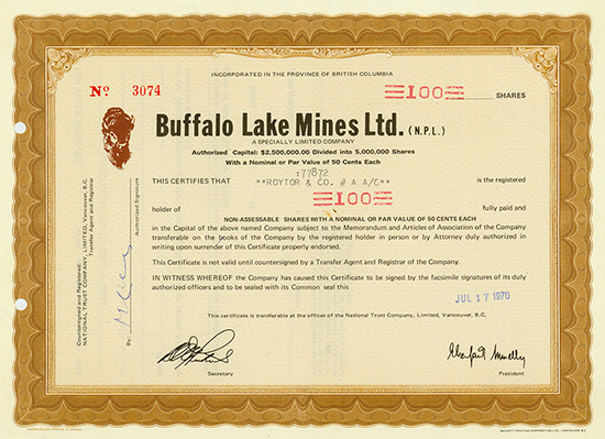 Buffalo Lake Mines Ltd. (N.P.L.)