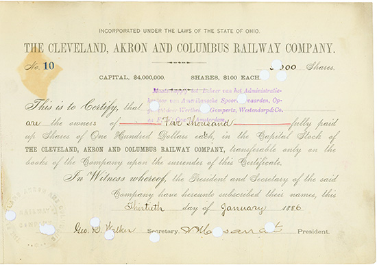 Cleveland Akron and Columbus Railway Company [2 Stück]