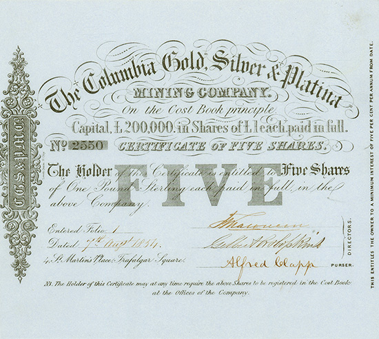 Columbia Gold, Silver & Platina Mining Company