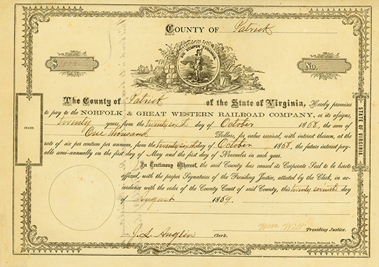 County of Patrick - State of Verginia - Norfolk & Great Western Railroad Company