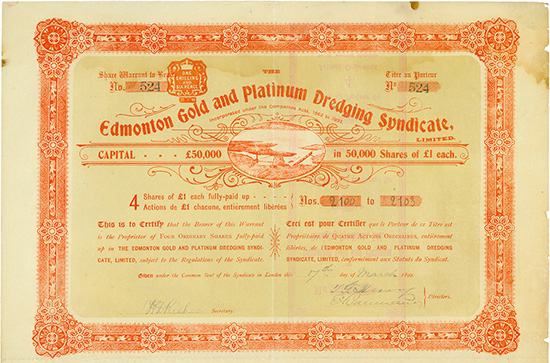Edmonton Gold and Platinum Dredging Syndicate, Limited