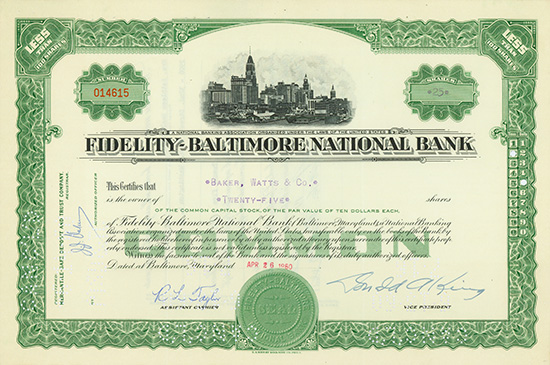 Fidelity-Baltimore National Bank [3 Stück]