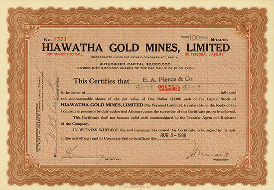 Hiawatha Gold Mines, Limited