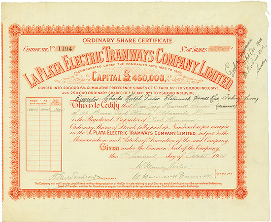 La Plata Electric Tramways Company, Limited