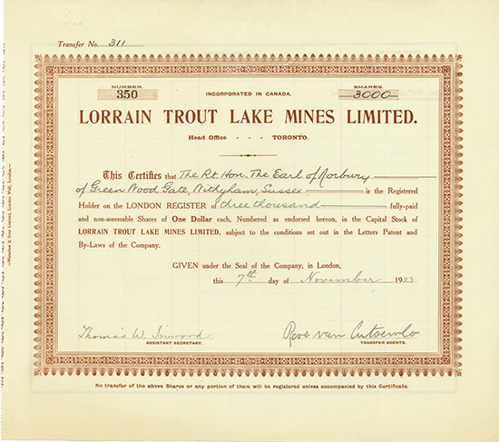 Lorrain Trout Lake Mines Limited