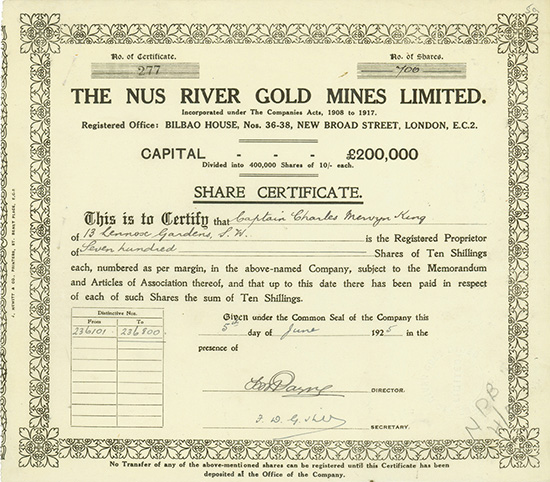 Nus River Gold Mines Limited