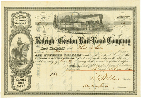 Raleigh and Gaston Rail-Road Company [2 Stück]