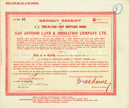 San Antonio Land and Irrigation Company, Limited