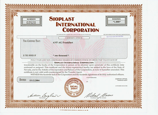 Sioplast International Corporation