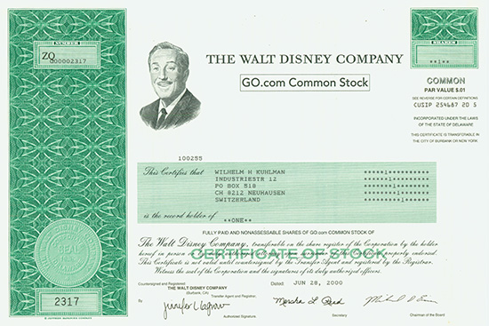 Walt Disney Company - GO.com Common Stock