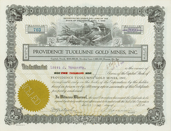 Providence Tuolumne Gold Mines, Inc.