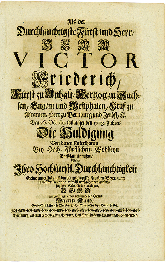 Friedrich, Fürst zu Anhalt, Herzog zu Sachsen, Lingen und Westphalen, Graf zu Ascanien, Herzog zu Bernburg und Zerbst