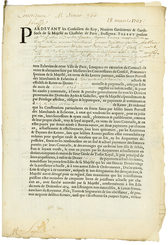Rente Viagére - Edit de Octobre 1706