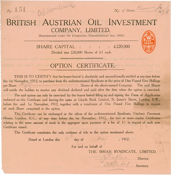 British Austrian Oil Investment Company, Limited