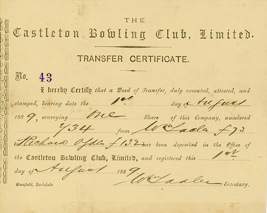 Castleton Bowling Club, Limited