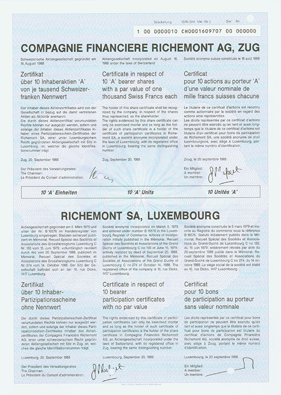 Compagnie Financiere Richemont AG / Richemont AG