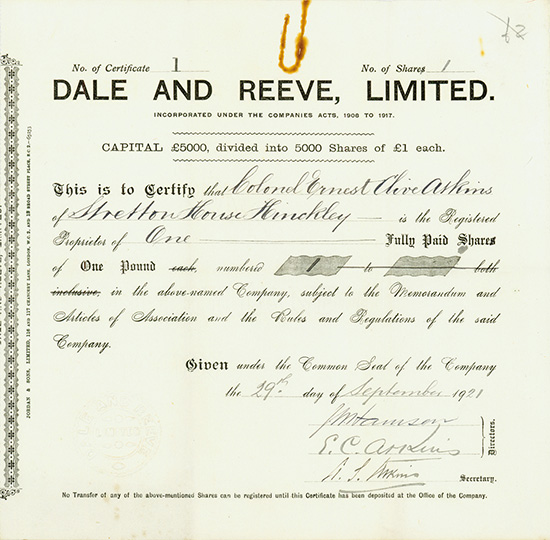 Dale and Reeve, Limited