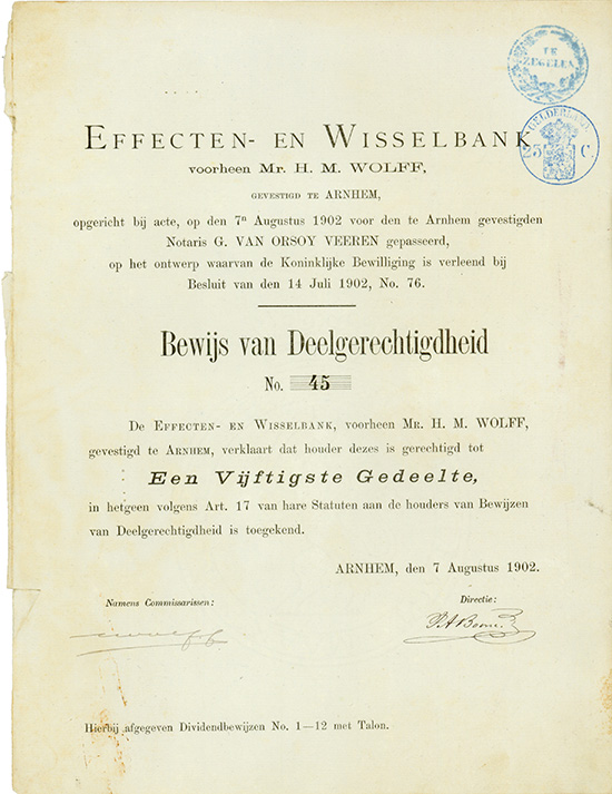 Effecten- en Wisselbank voorheen Mr. H. M. Wolff