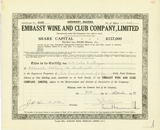 Embassy Wine and Club Company, Limited