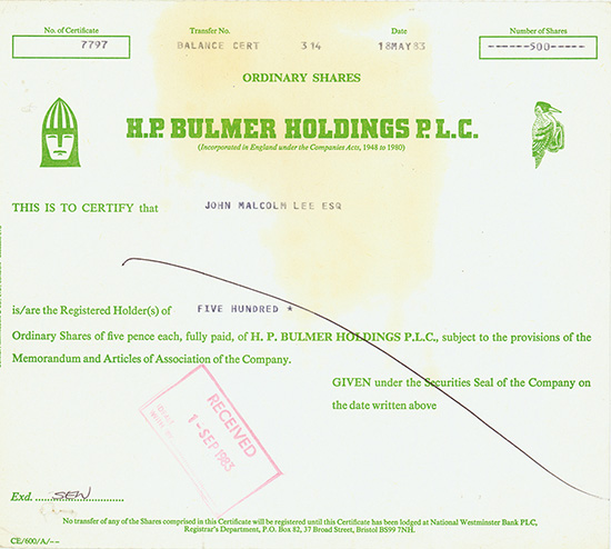 H. P. Bulmer Holdings P.L.C.
