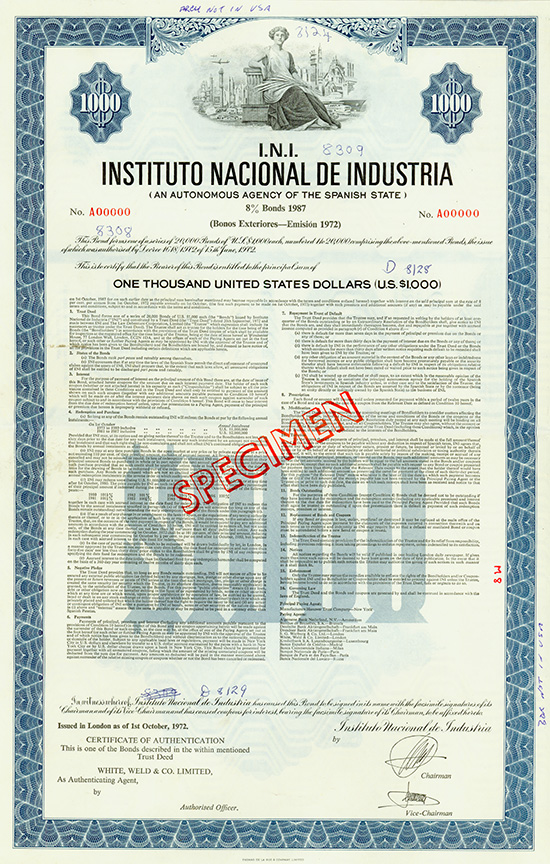 I.N.I. Instituto Nacional de Industria (An Autonomous Agency of the Spanish State)