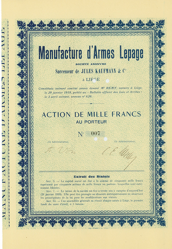 Manufacture d'Armes Lepage Société Anonyme - Successeur de Jules Kaufmann & Cie