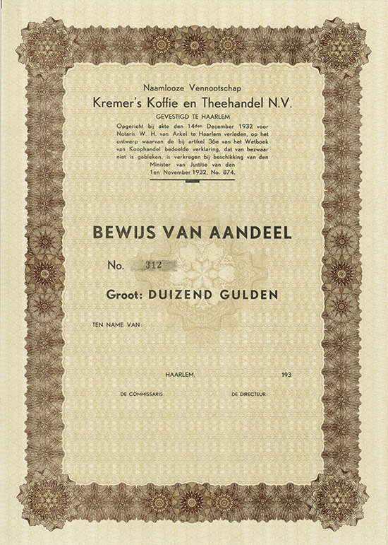 Naamlooze Vennootschap Kremer's Koffie en Theehandel N.V.
