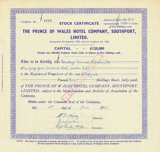 Prince of Wales Hotel Company, Southport, Limited