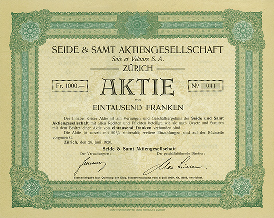 Seide & Samt AG / Soie et Velours S. A.