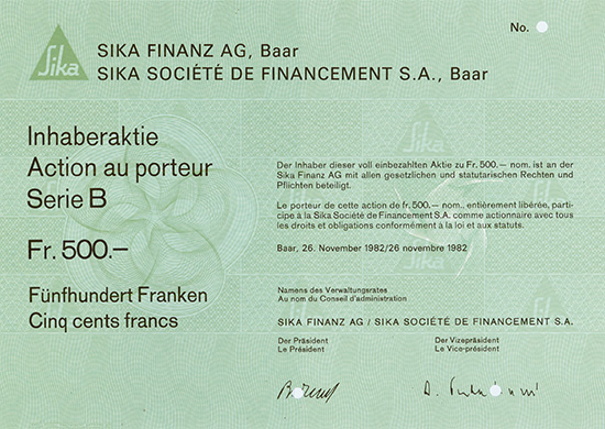 Sika Finanz AG / Sika Société de Financement S. A.