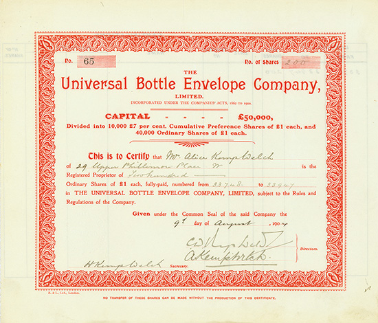 Universal Bottle Envelope Company, Limited