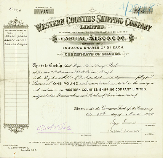 Western Counties Shipping Company Limited [3 Stück]