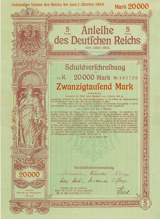 Deutsches Reich - Kriegsanleihen 1914 - 1918 [17 Stück]